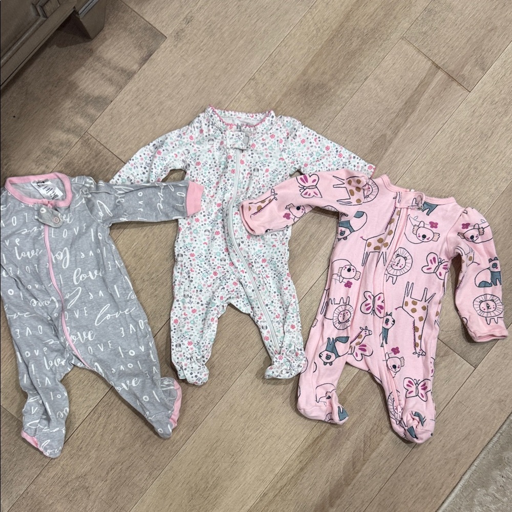 Carter's Pink and Gray Baby Footies Sets